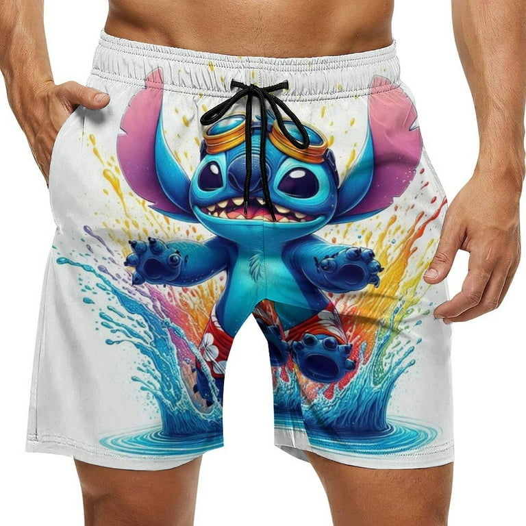 Stitch Mens Board Shorts Quick Dry Swim Trunk Lightweight Soft Swimsuit Youth Bathing Suit for Boys XL