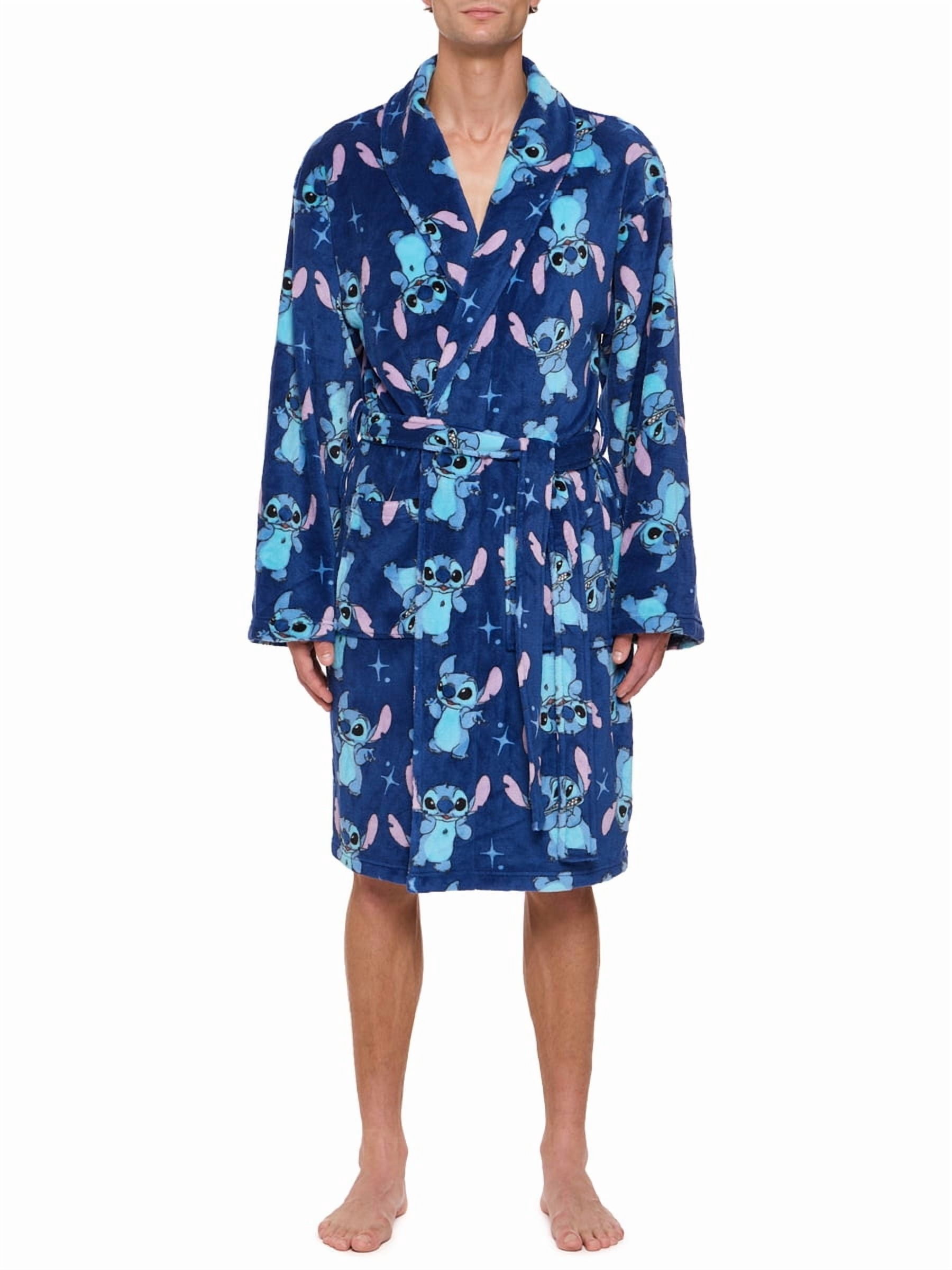 Lilo & Stitch Men's Plush Robe with Pockets and Tie Belt