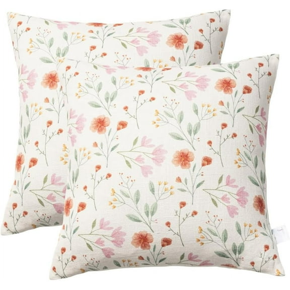 Stitch N String 18x18 Contemporary Pink Floral Bohemian Decorative Pillow Covers, 2 Count