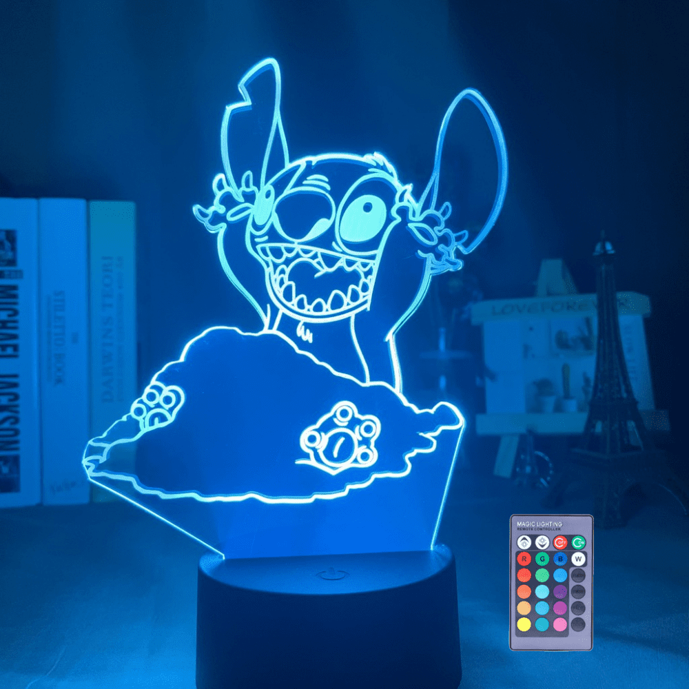 Stitch Night Light, 3D LED Light Lilo Stitch Gifts LED Intelligent Stitch  Lamp 16 Color Light for Christmas Room Decoration, Play with Sand Stitch 