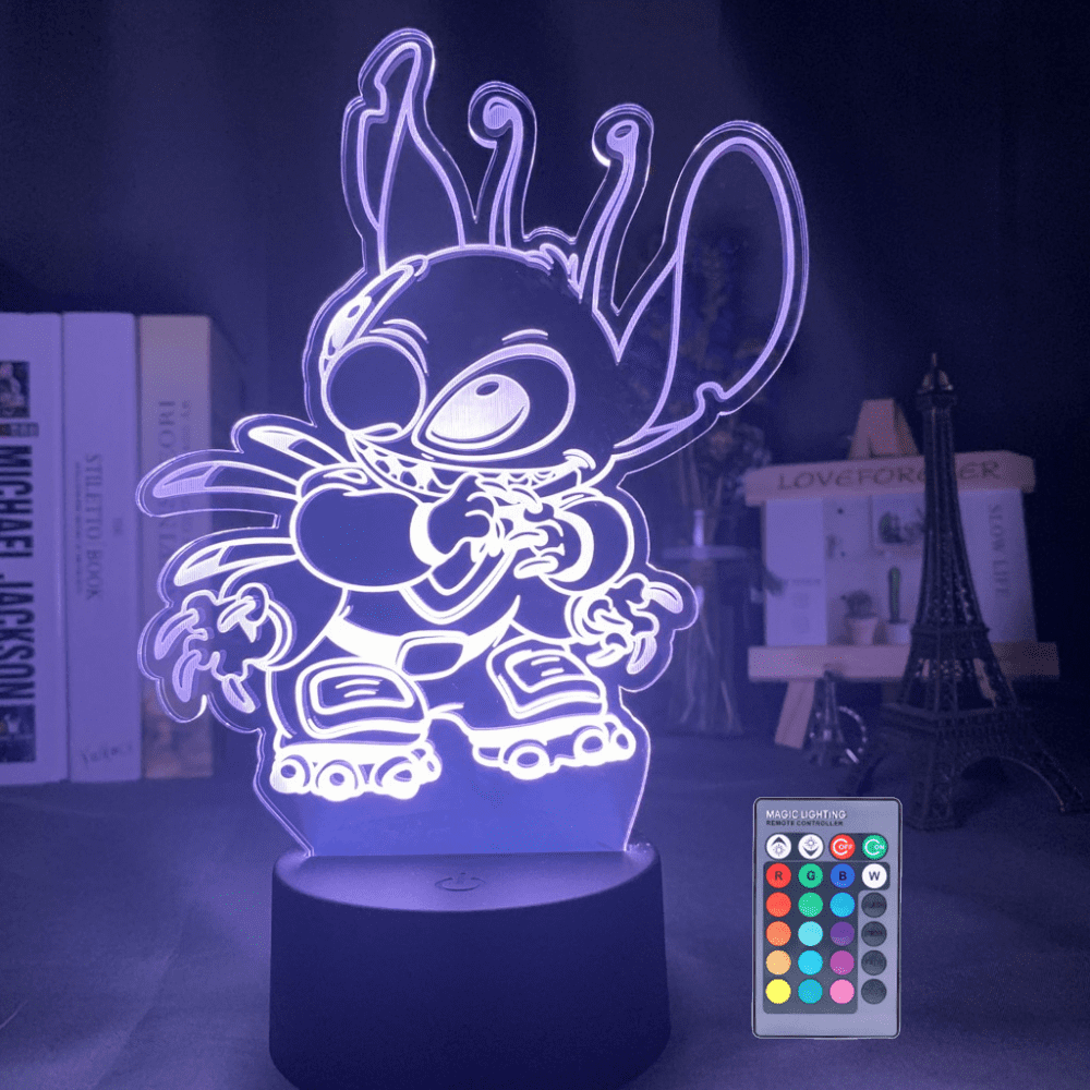 Stitch Night Light, 3D LED Light Lilo Stitch Gifts LED Intelligent Stitch  Lamp 16 Color Light for Christmas Room Decoration, Poor Stitch