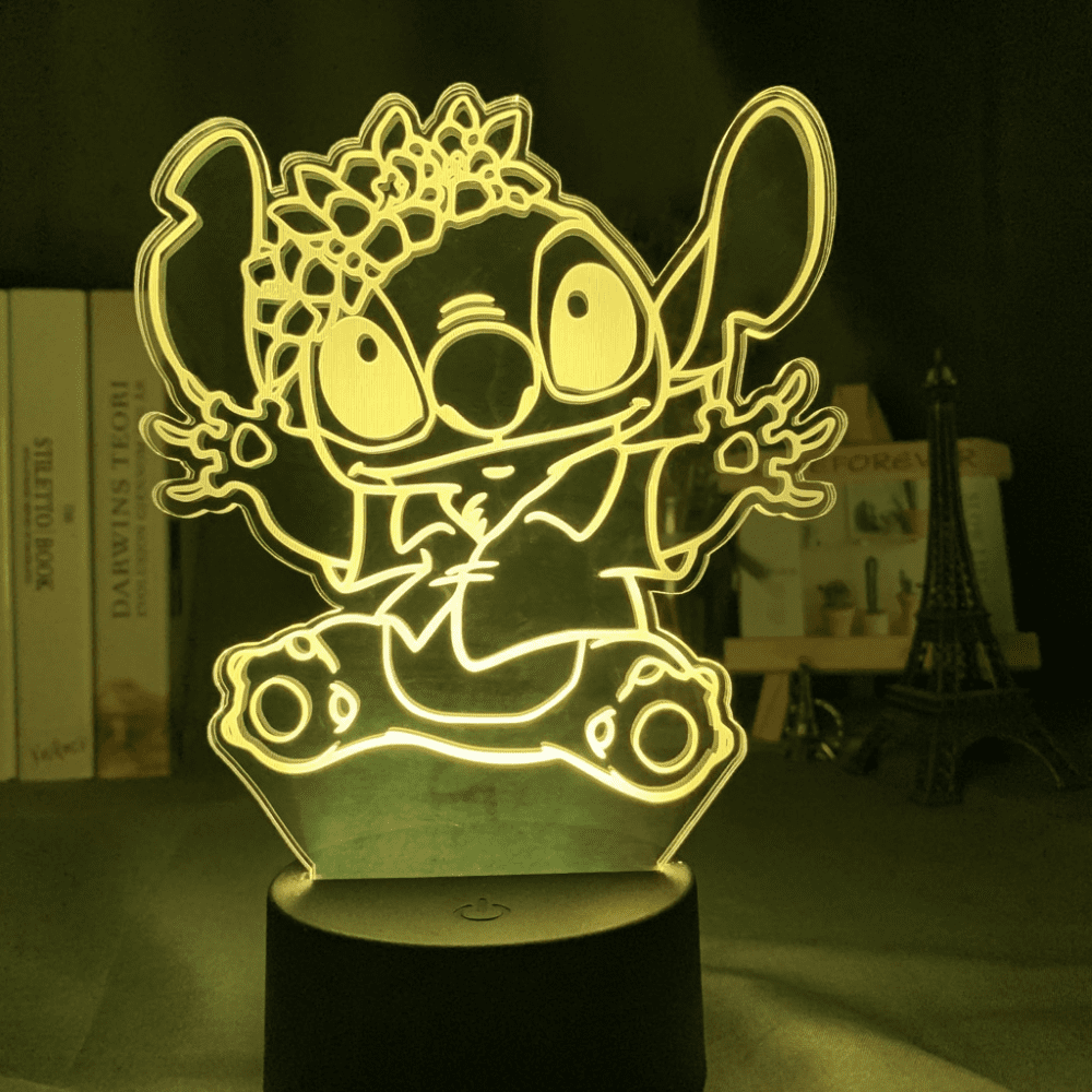 Shxx Stitch 3d Night Light Lamp Stitch Led Black Base Cartoon Cute