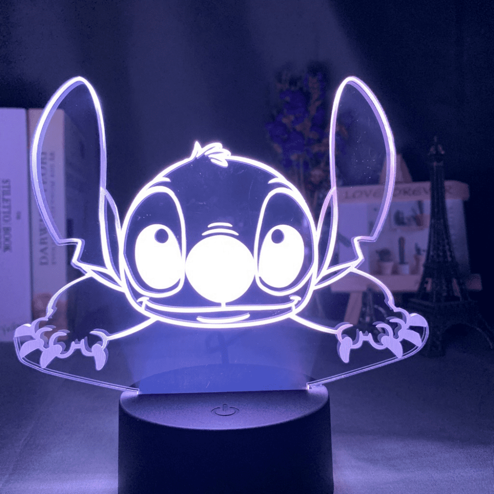 3D Cartoon Stitch Night Light 7 Colour Change LED Desk Lamp Touch Bedroom  Decor