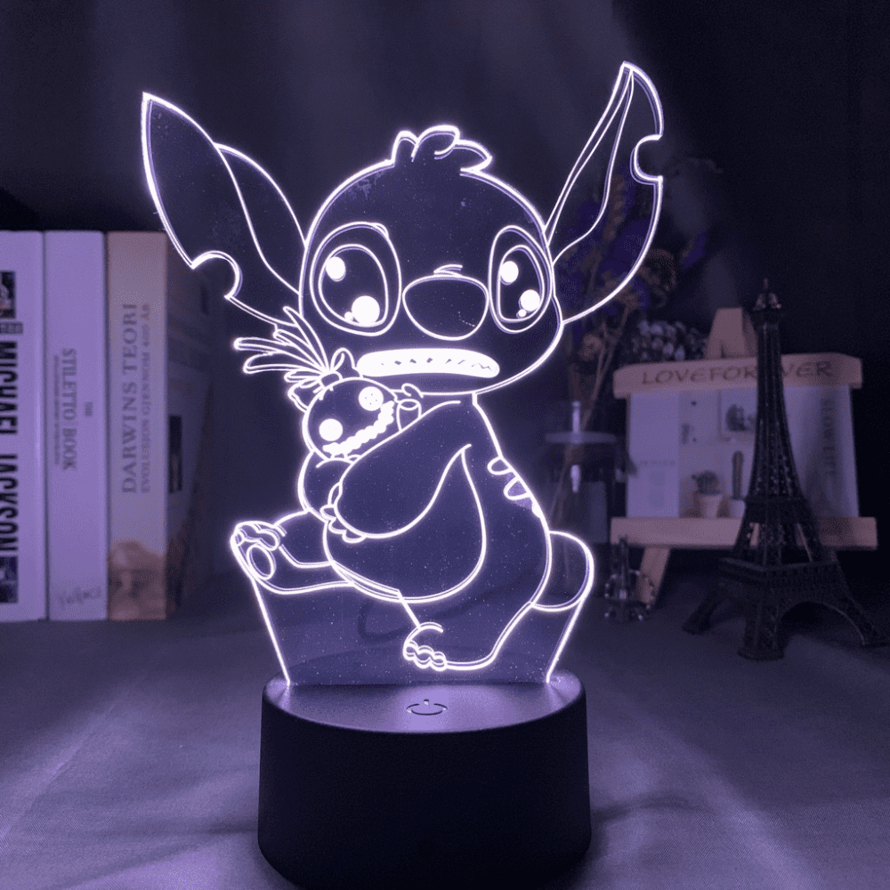 Hot toys Disney Lilo Stitch Led Light Figures toys Star Baby Usb Colorful  Touch Remote Control 3d Desk Lamp Night Light