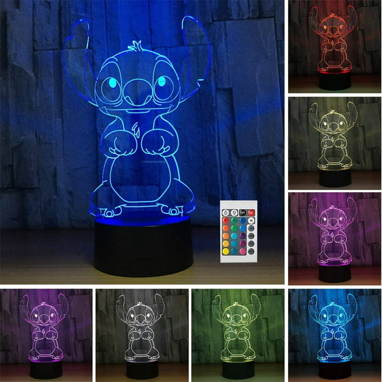 AmazerGift Stitch Gifts, Stitch Night Light for Kids, Stitch Decoration 3D Night Light, 16 Colors Change with Remote