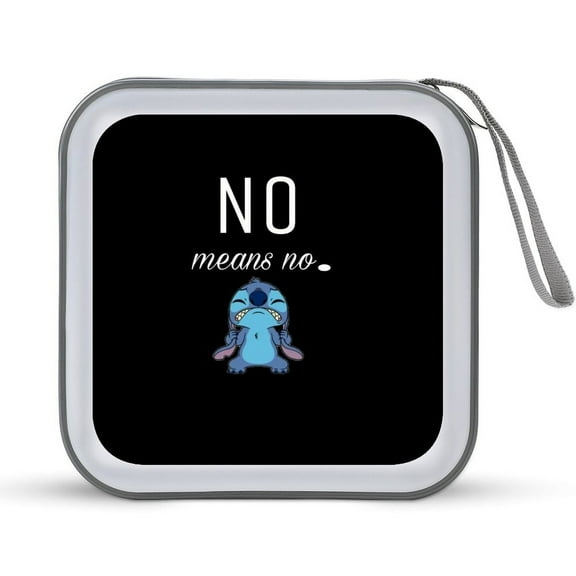 Stitch No Means NO! 40 Capacity CD Cases, Large DVD/VCD Storage Box, Portable Zipper Bag with Handle, for Car, Home, Office, Games Disc, Audio Music