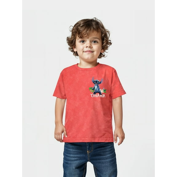 Stitch Ohana Boys Graphic Print Tee with Short Sleeves, Sizes 4-18