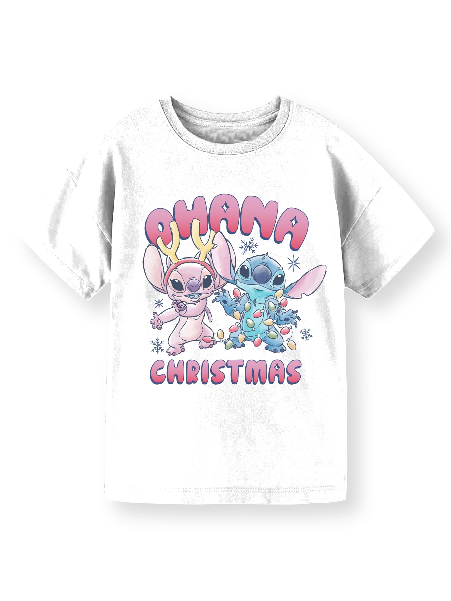 Disney Stitch Ohana Christmas Graphic T-Shirt - Crewneck
