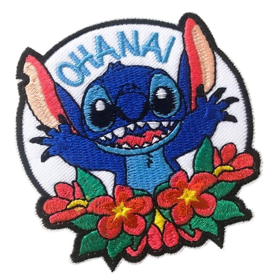 Stitch Ohanai Flowers 3 Inches Tall Embroidered Iron On Patch