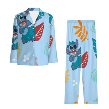 Stitch Pajamas Children Long Sleeve Button Pajamas Sleepwear Soft Leisure Set