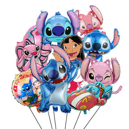 Stit-tch Party Decoration Balloons, 8 pcs Stit-tch Balloons, Including Stit-tch Foil Balloons and Spaceship Foil Balloons, etc. Stit-tch Foil Balloons for Boys Kid's Stit-tch Theme Party