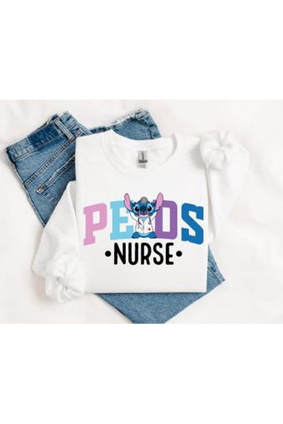 Stitch Pediatric Nurse Shirt, Disney Nursing, Stitich Angel Peds Nurse, Disneyland Nursing Student Sweater, Black Sweatshirt