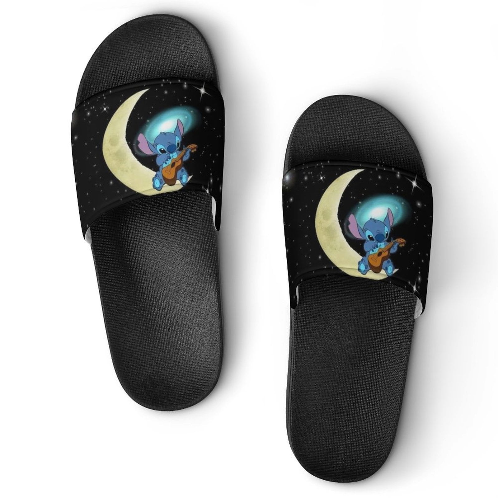 Stitch Playing Guitar on The Moon Beach Sandals for Men and Women ...