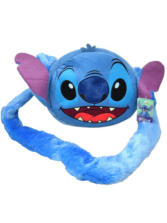 Stitch Plush Head Cross Body Bag with Furry Handle