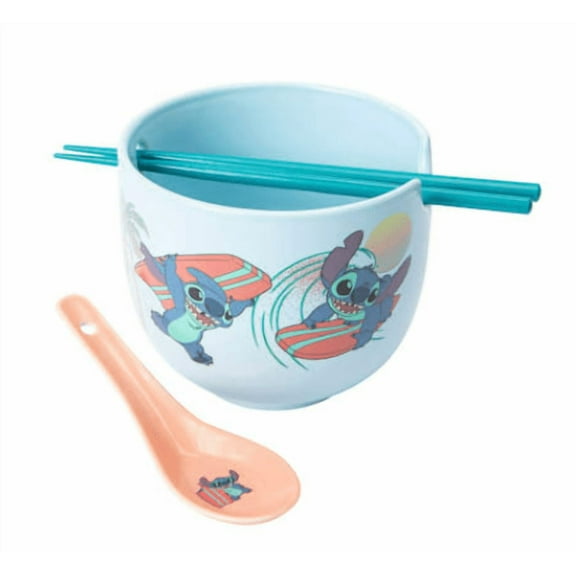 Stitch Ramen Noodle Set Includes Bowl, Spoon, and Chopsticks in Cute Disney Stitch Design