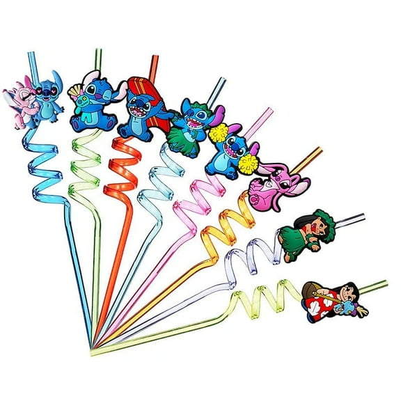Reusable Straw Stitch Party Favors Drinking Straws Reusable Plastic Beverages Birthday Supplies Decoration 8pcs