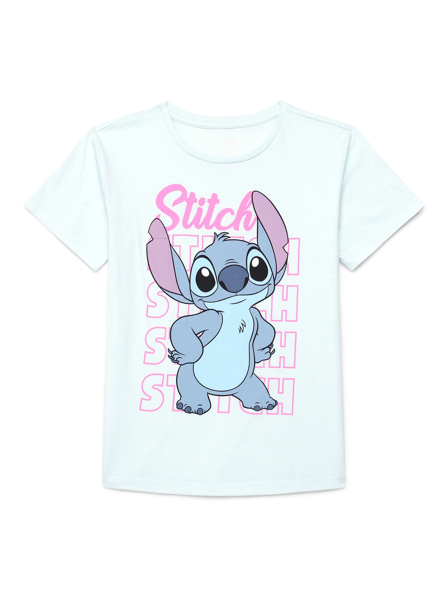 さらに100円引き◆Disney X Nerdy Cartoon Short Sleeve T-Shirt Disney Lilo & Stitch Girls Short Sleeve Graphic T-Shirt