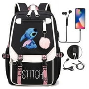 NINGWO Stitch School Bag,Stitch Backpack Student School Bag, Usb Charging Bag Computer Bag,Thickened Large Capacity Travel Bag,Back to School Backpack Schoolbag,Cute Casual Travel Bookbag
