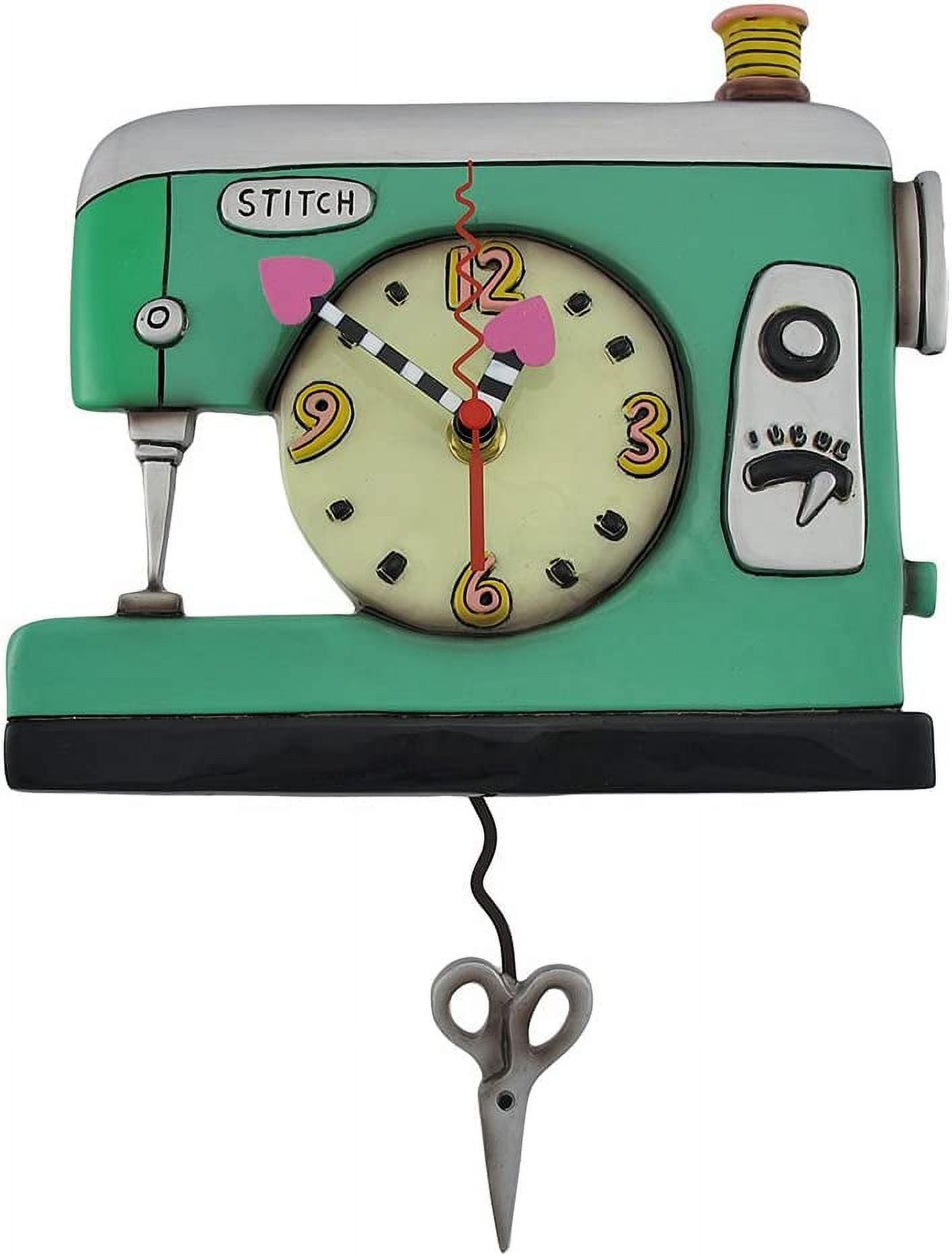 Stitch Sewing Machine Pendulum Wall Clock