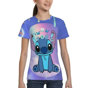 Stitch Short Sleeve T-Shirt-Girls 4-16 Years,Graphic Tees for Girls Kids,Summer Short Sleeve T Shirt Cool 3D PrintL