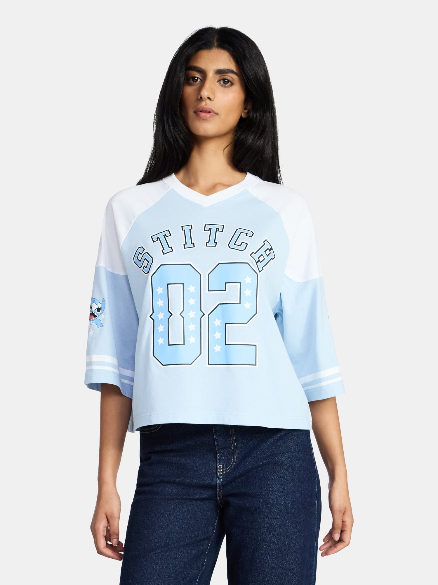 Stitch Women's Short Sleeve Varsity Graphic Tee, Sizes XXS-XXL
