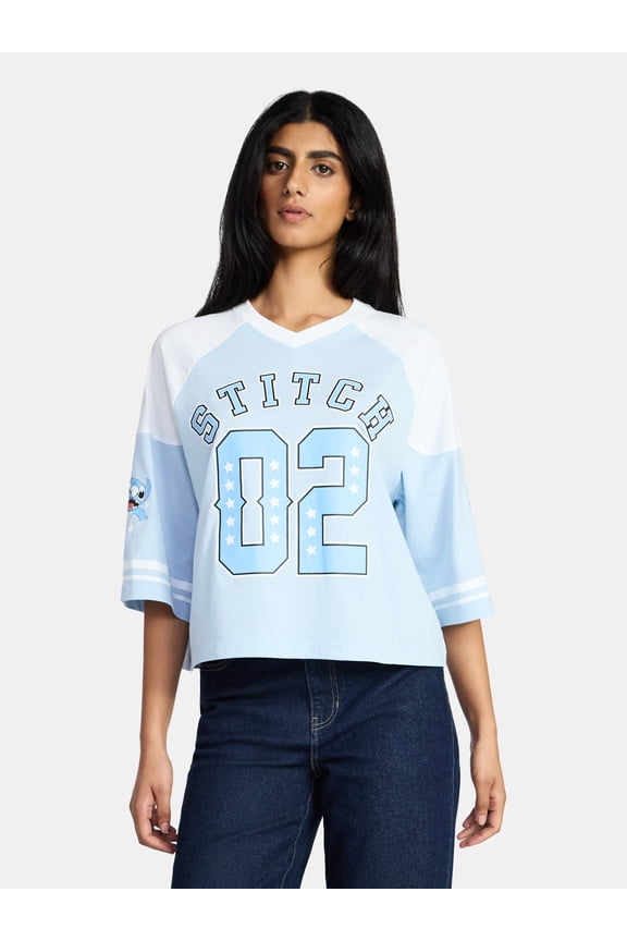 Stitch Women's Short Sleeve Varsity Graphic Tee, Sizes XXS-XXL