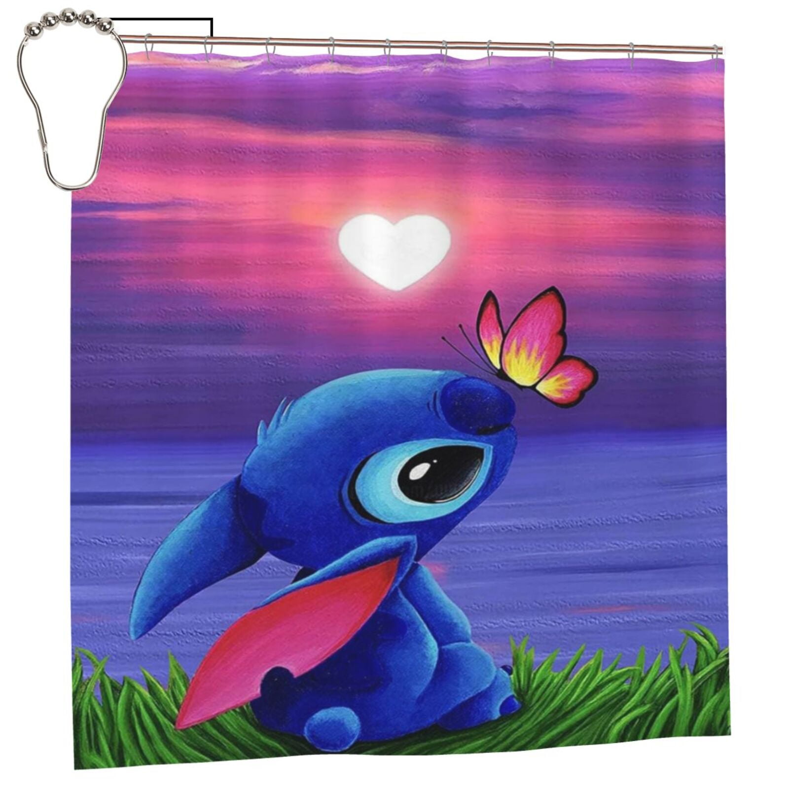 Stitch Shower Curtain Art Cartoon Bathroom Decor Bath Curtains Set