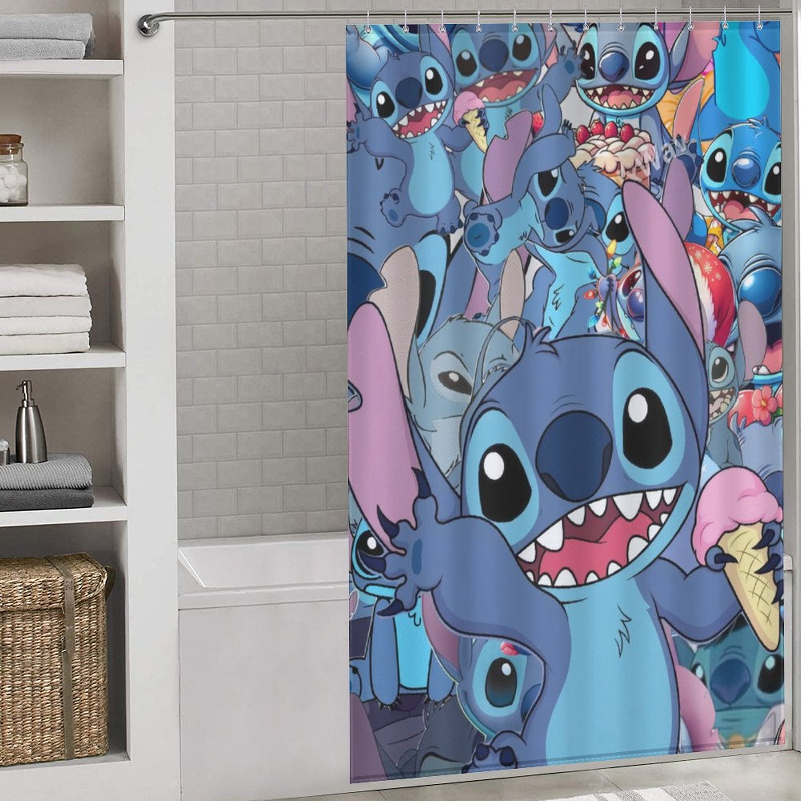 Stitch Shower Curtains for Bathroom,Shower Curtain,Cartoon Bath Curtain