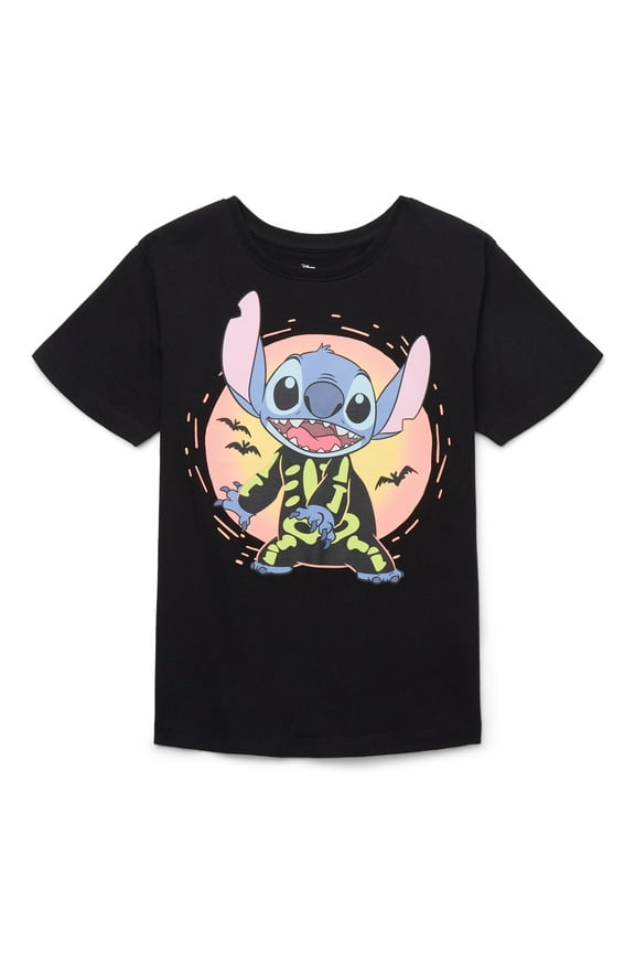 Stitch Skeleton Girls Halloween Short Sleeve Graphic T-Shirt, Sizes 4-16