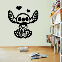 Stitch Skeleton Heart Lilo and Stitch Disney Cartoon Wall Sticker Art Decal for Girls Boys Room Bedroom Kindergarten Nursery House Fun Home Decors Stickers Wall Art Vinyl Decoration Size (28x30 inch)