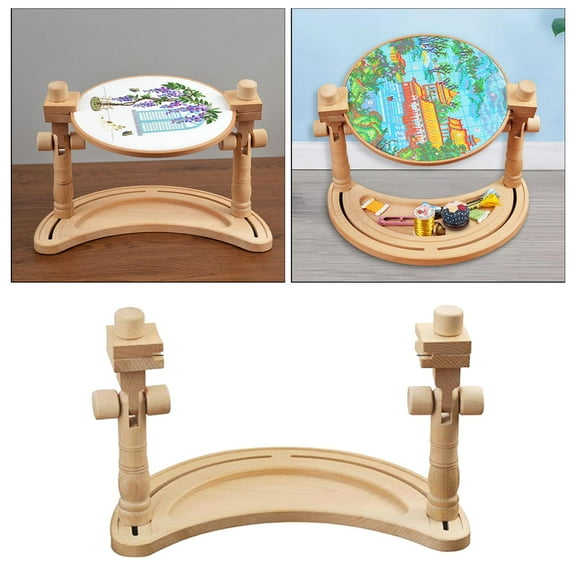 Stitch Stand Rack Wooden Adjustable Rotating Embroidery for Beginner Needlework Lap , Embroidery Hoop for craft Thread Sewing