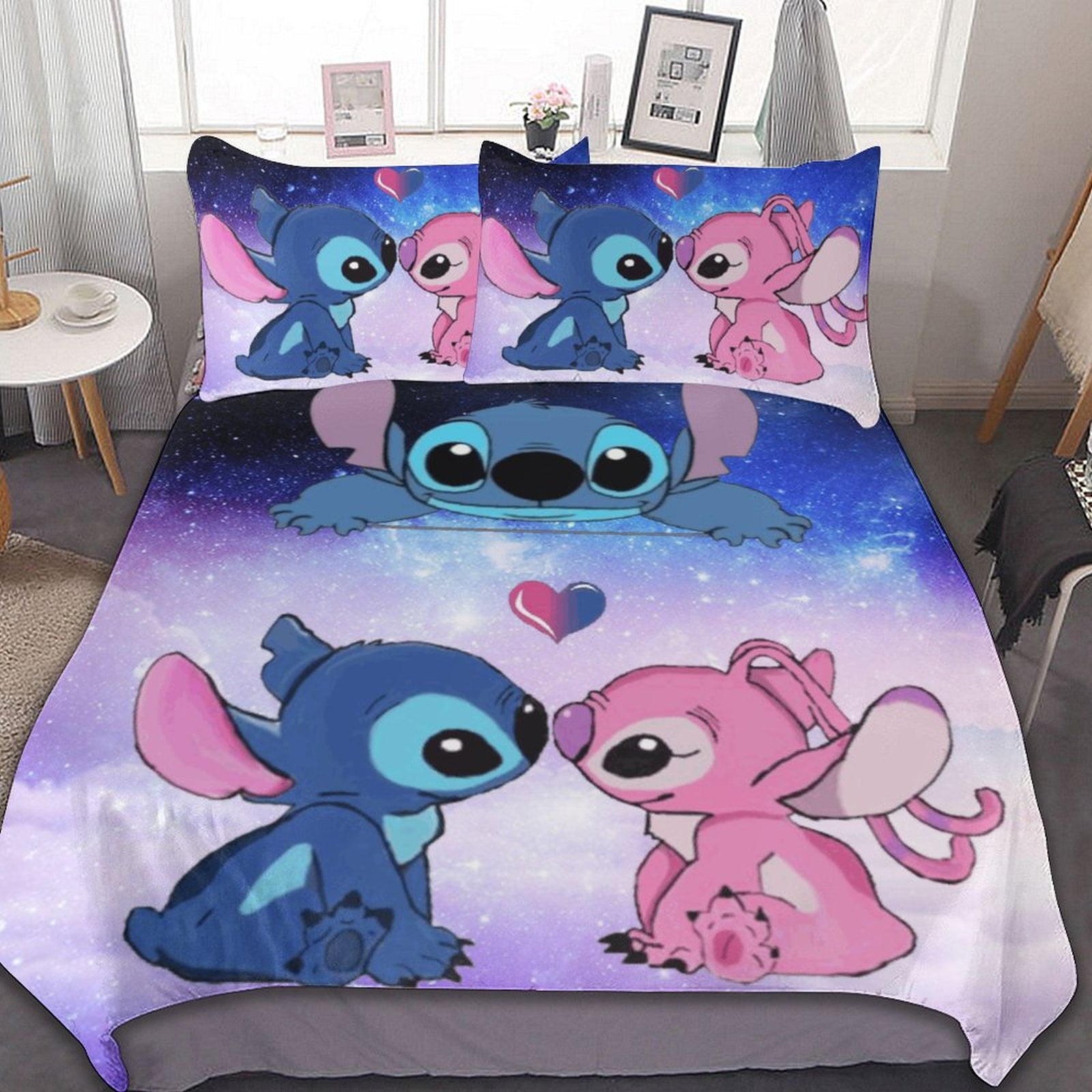 Stitch Stitch 3Piece Bedding Set 86"x70" Duvet Cover & 2 Pillow Shams