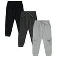 thumbnail image 1 of Stitch Stone Boys 3 Pack CVC Fleece Joggers, Soft, Comfortable, Durable Sweatpants for Active Kids HGREY, Sizes 4/5, 1 of 4