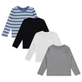thumbnail image 1 of Stitch & Stone Boys 4-Pack Long Sleeve Tops, Comfortable and Stylish Tees for Kids - Jetbk, Size 6, 1 of 5