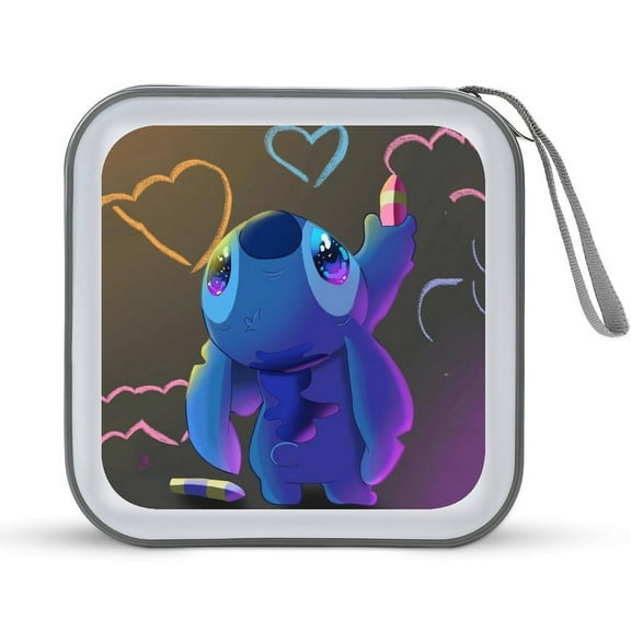 Stitch The Thing I Need Most Rn 40 Capacity CD Storage Cases, DVD Disc Cases, VCD Hard Plastic Box, Portable Zipper Bag, EVA Protective Blu-ray Wallet for Car Home Office