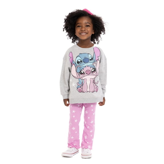 Stitch Toddler Girls Graphic Crewneck Sweatshirt and Flare Leggings Set, 2 Piece, Sizes 12M-5T