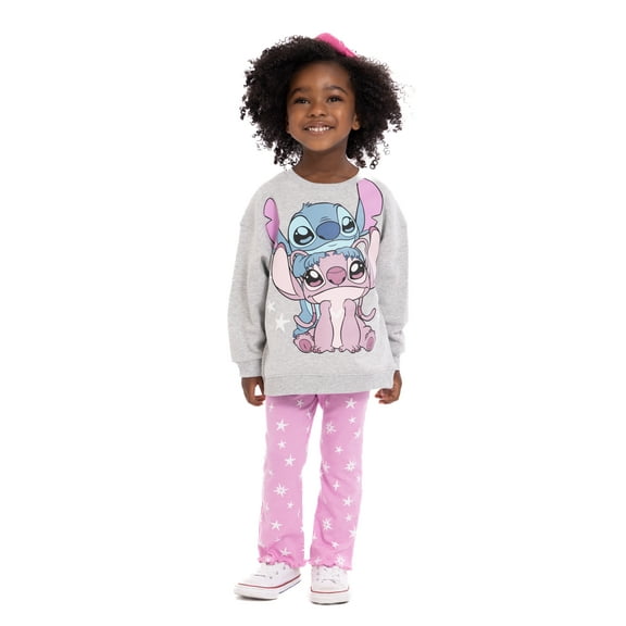 Stitch Toddler Girls Graphic Crewneck Sweatshirt and Flare Leggings Set, 2 Piece, Sizes 12M-5T