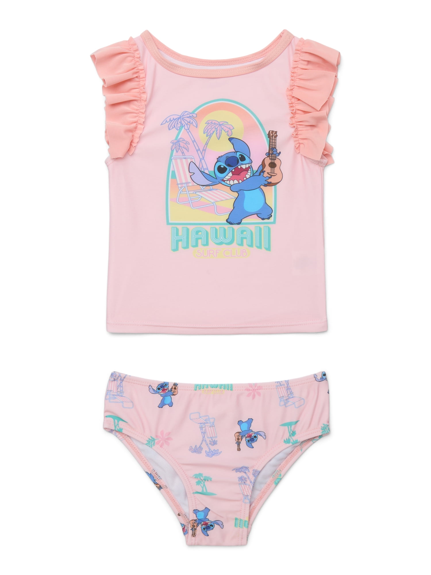 Disney Stitch Toddler Girls Tankini Swimsuit Set with UPF 50+, 2-Piece, Sizes 2T-4T