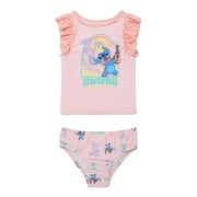 Disney Stitch Toddler Girls Tankini Swimsuit Set with UPF 50+, 2-Piece, Sizes 2T-4T