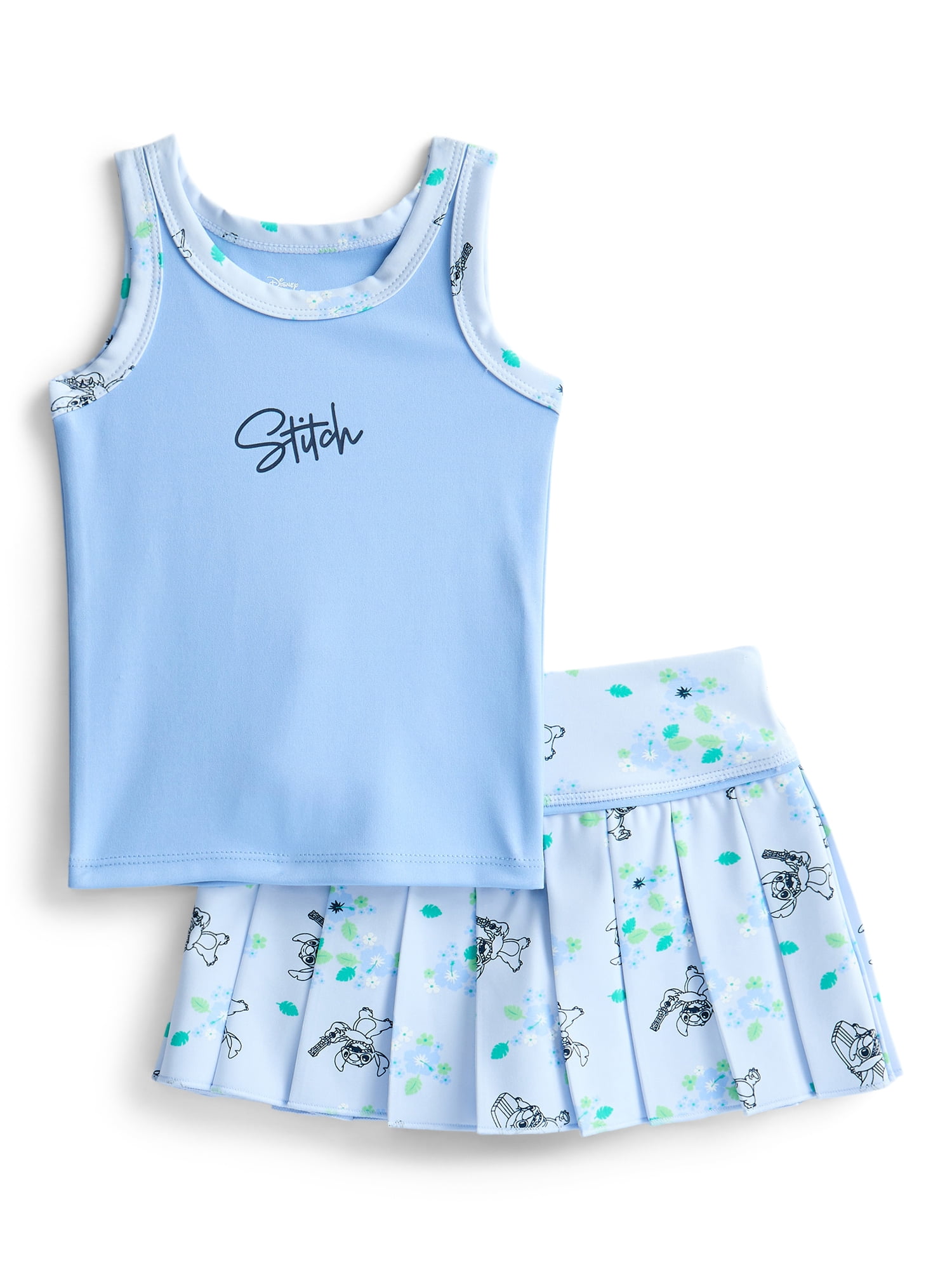 Stitch Toddler Girls Active Tank Top and Pleated Skort Set, 2-Piece, Sizes 12M-3T
