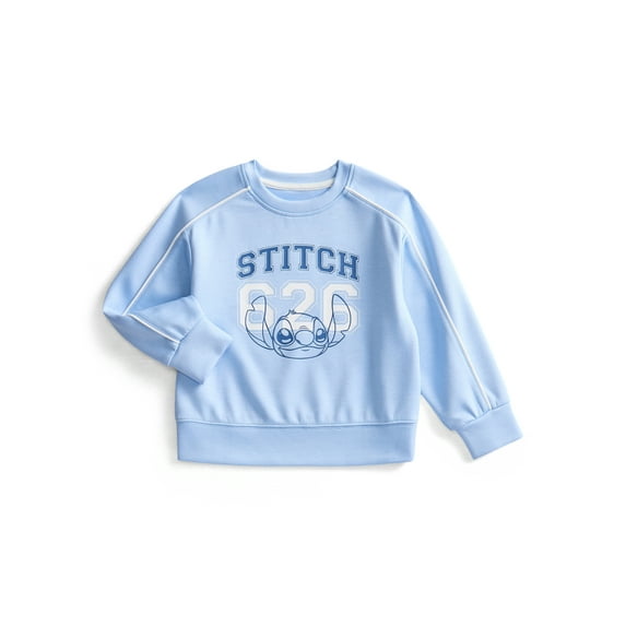 Stitch Toddler & Big Girls Active Graphic Sweatshirt with Long Sleeves, Sizes 12M-12