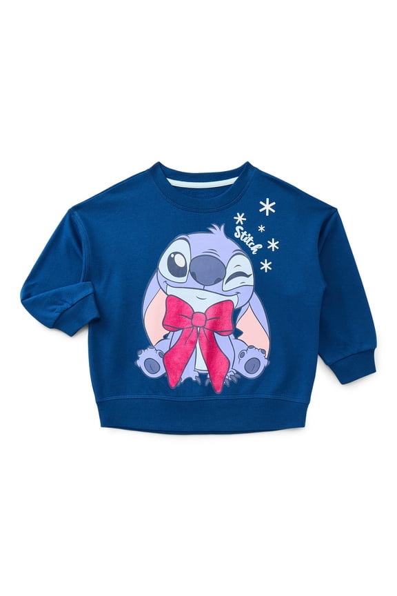 Disney Stitch Toddler Girls Holiday Graphic Sweatshirt, Sizes 12M-5T
