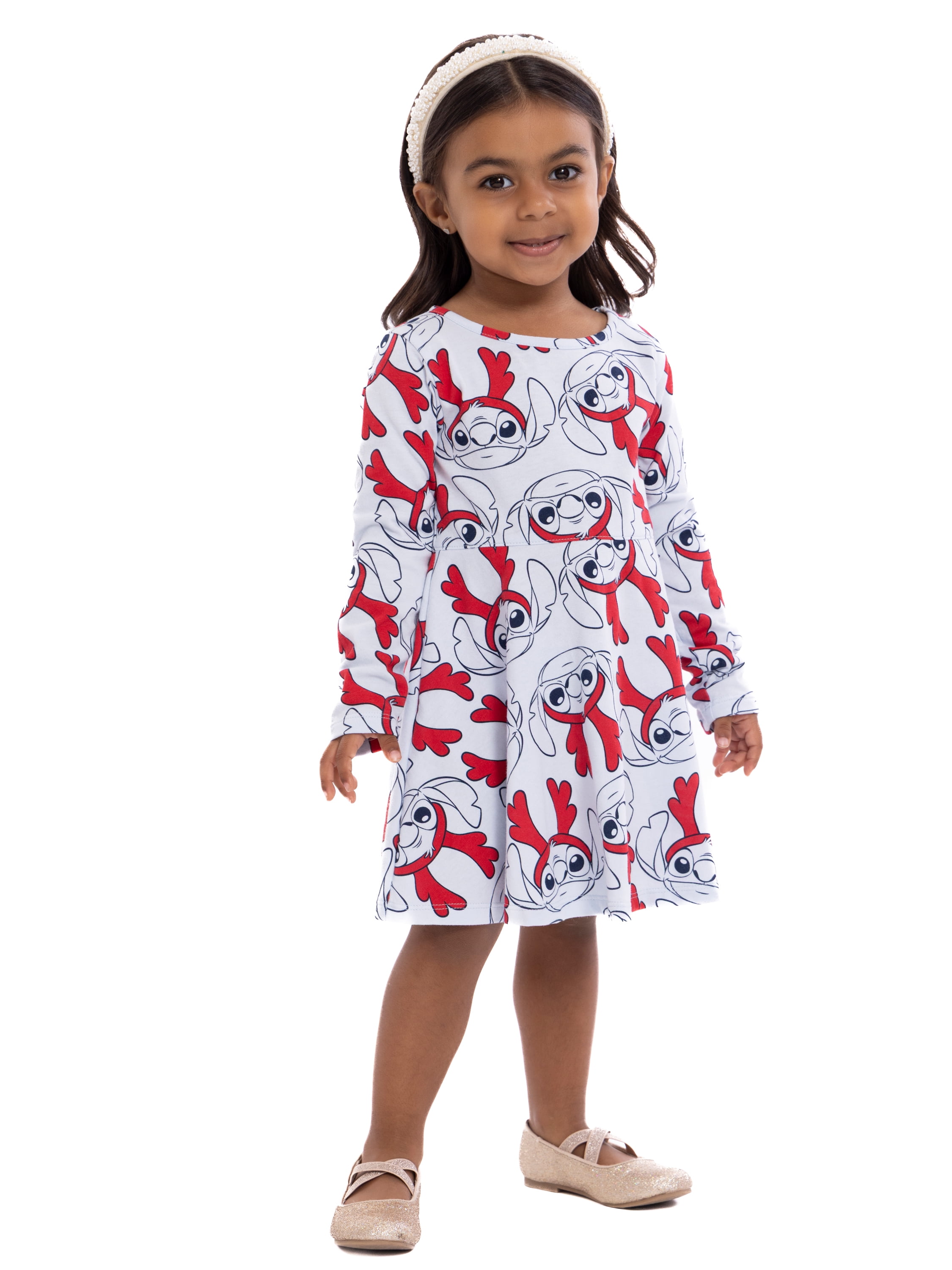 Rudolph Toddler Girls Long Sleeve All Over Print Dress Sizes 12M 5T