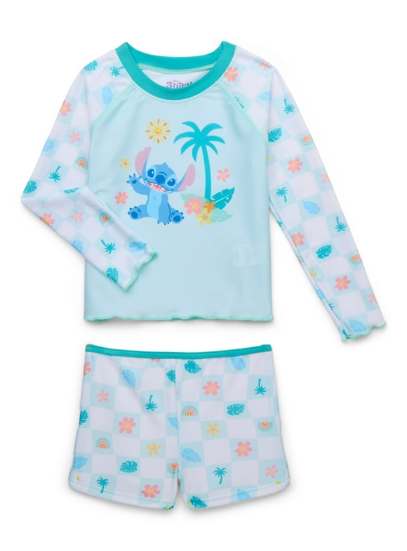 Character Toddler Girl Long-Sleeve Rash Guard and Swim Short Set, 2-Piece, Sizes 12M-5T