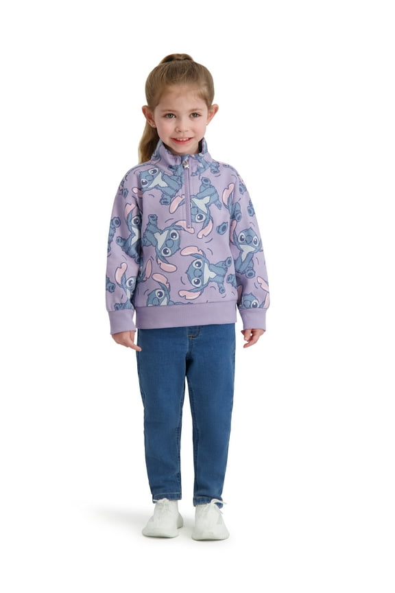 Stitch Toddler Girls Quarter Zip Top, Sizes 12 Months - 5T
