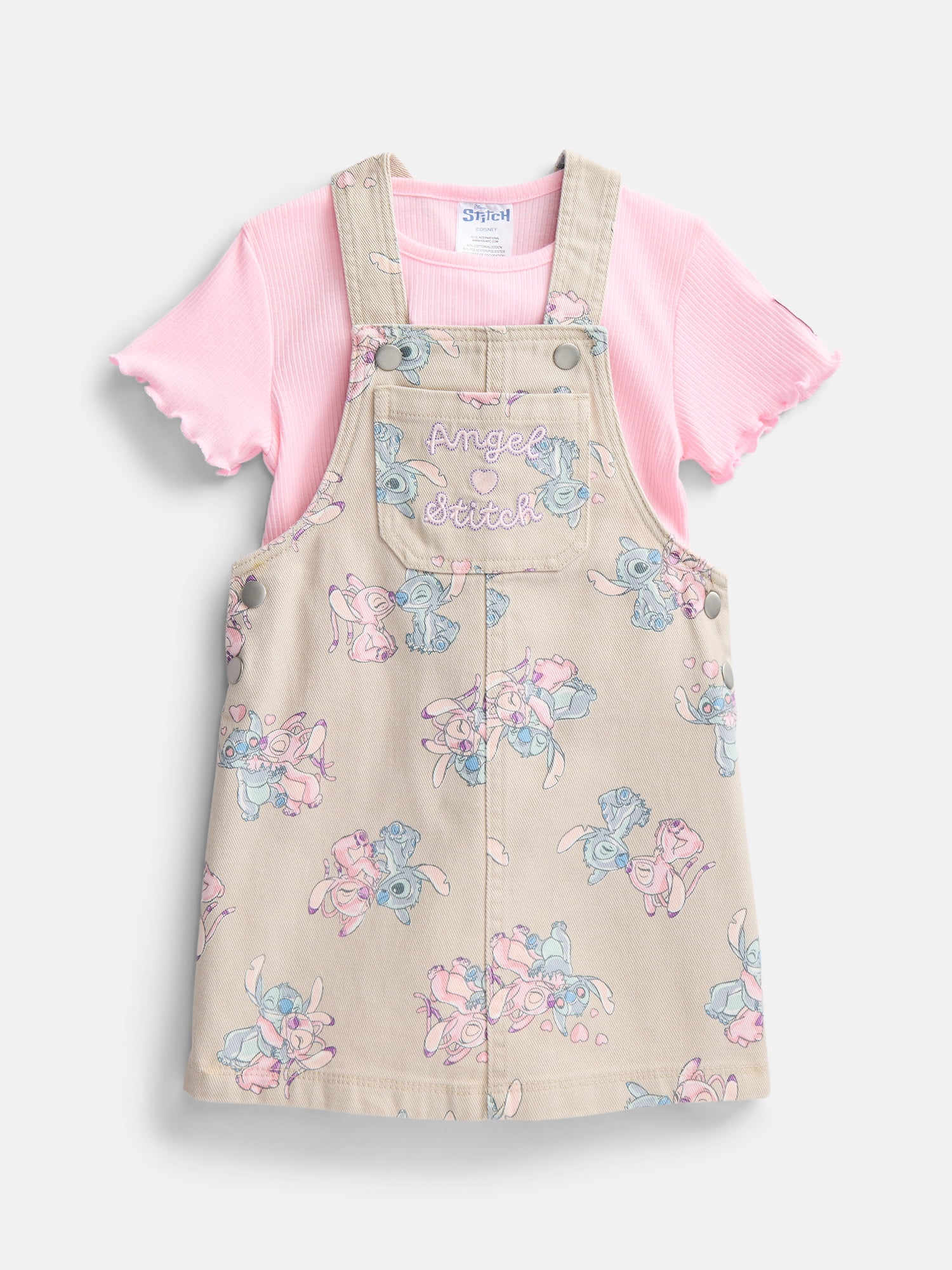 Stitch Toddler Girls Short Sleeve Tee and Cotton Skirtall Set, 2 Piece, Sizes 12M-5T