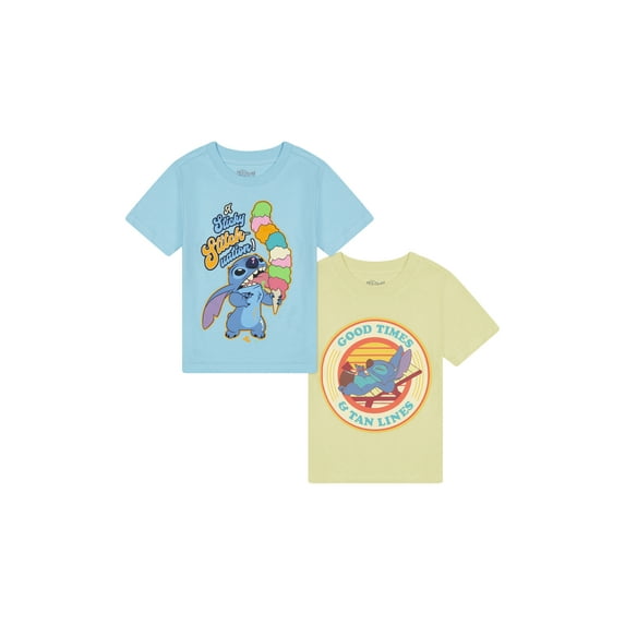 Stitch Unisex Toddler Graphic Tee with Short Sleeves, 2-Pack, Sizes 2T-5T