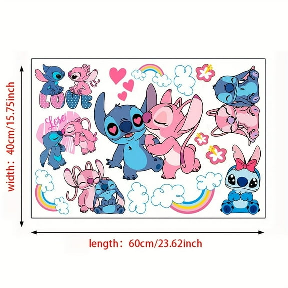 Stitch Wall Stickers - Self-adhesive bedroom and living room wall stickers for interior and room decoration, a choice for Christmas and Valentine's Day gifts