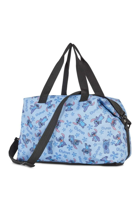 's Lilo & Stitch Weekender Duffel Bag Travel Carry-On All-Over Print Blue