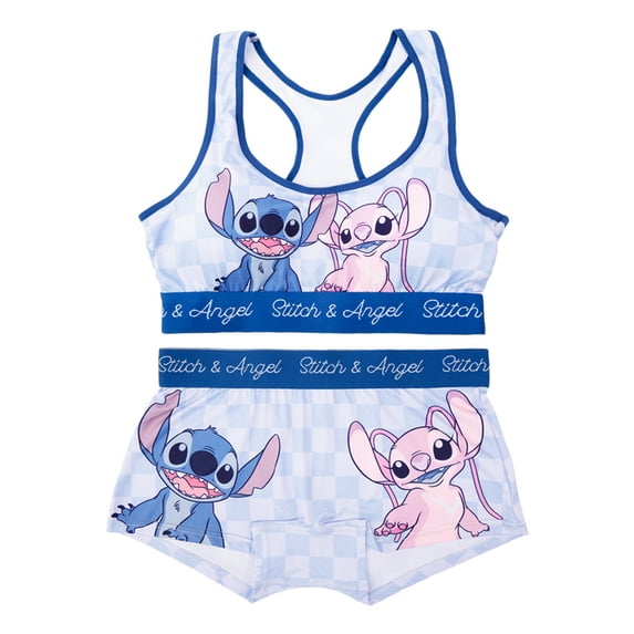 Stitch Women's and Juniors Racerback Bra and Boyshort Underwear Set, 2-Pack, Size Small to Extra Large